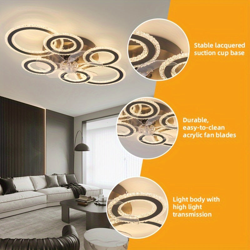 Modern Adjustable Ceiling Fan Light with Remote Control - 6 Brightness Levels, ABS/Acrylic/Metal Design, Mold-Resistant, Ideal for Living Room, Office, Bedroom, Kitchen, Fan for Bedroom, Perfect for Christmas Gifts, Holiday O