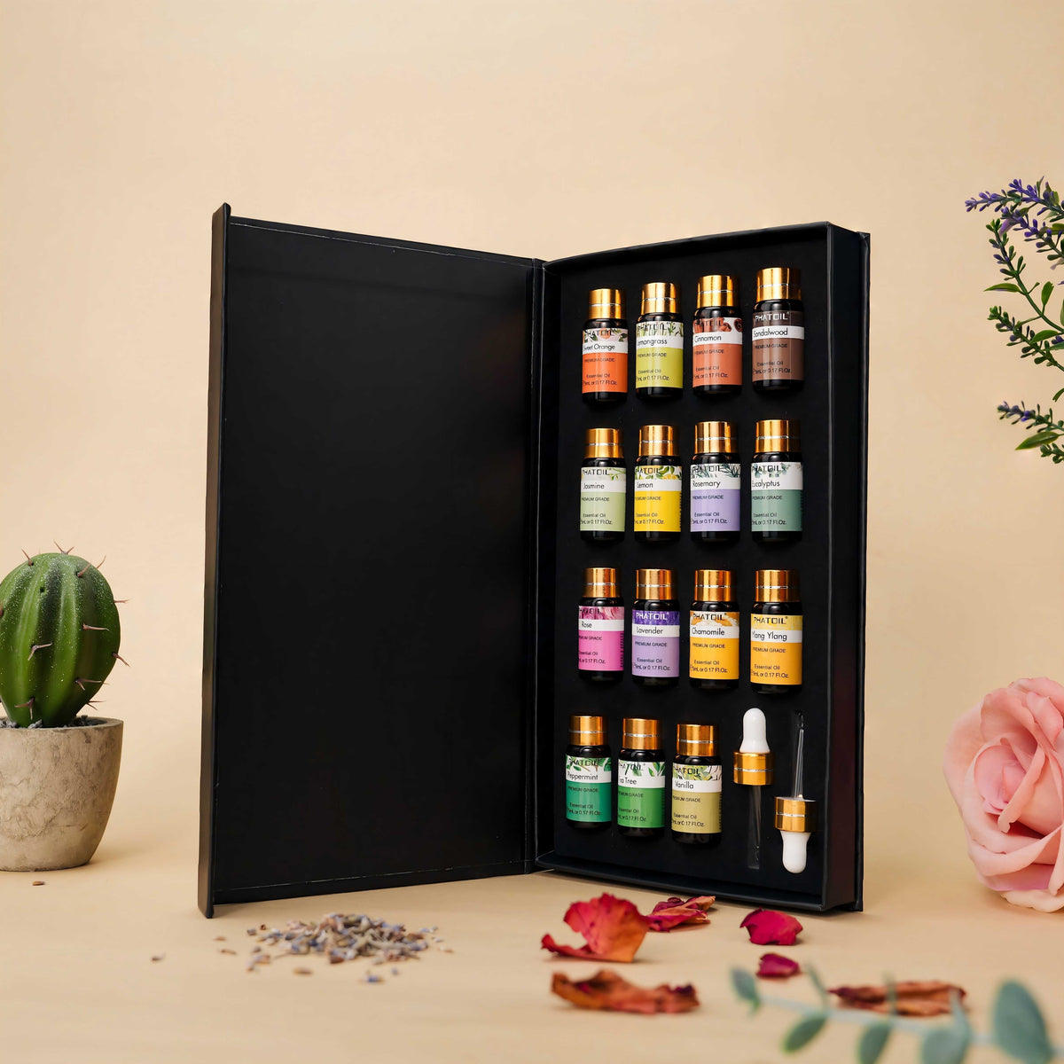 PHATOIL 15pcs Essential Oil Set, Mood Lifting Aromatic Oils, Multipurpose Liquid Format, Under 1L Capacity, No Effect - Single Blend Varieties