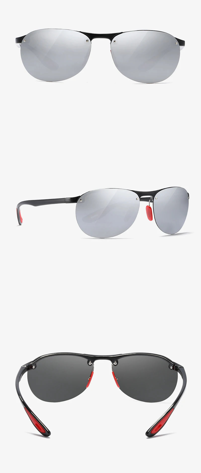 KDEAM Rimless Oval Men's Sunglasses Polarized TR90 Material Frame TAC Polarization Lense Soft Rubber Foot Cover
