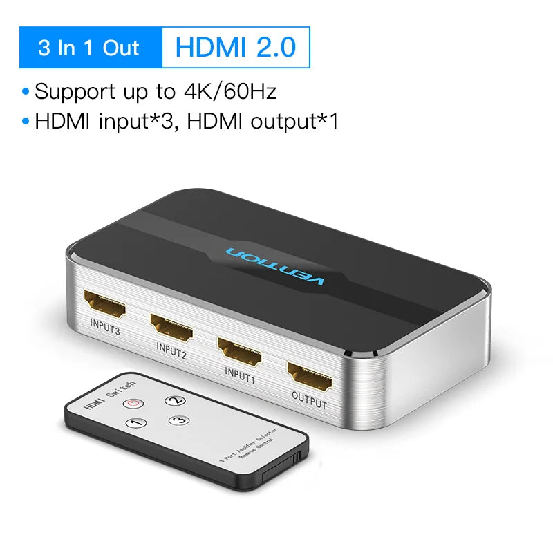 Vention HDMI Splitter 5 in 1 out - 4K/30Hz HDMI 5x1 3x1 Adapter