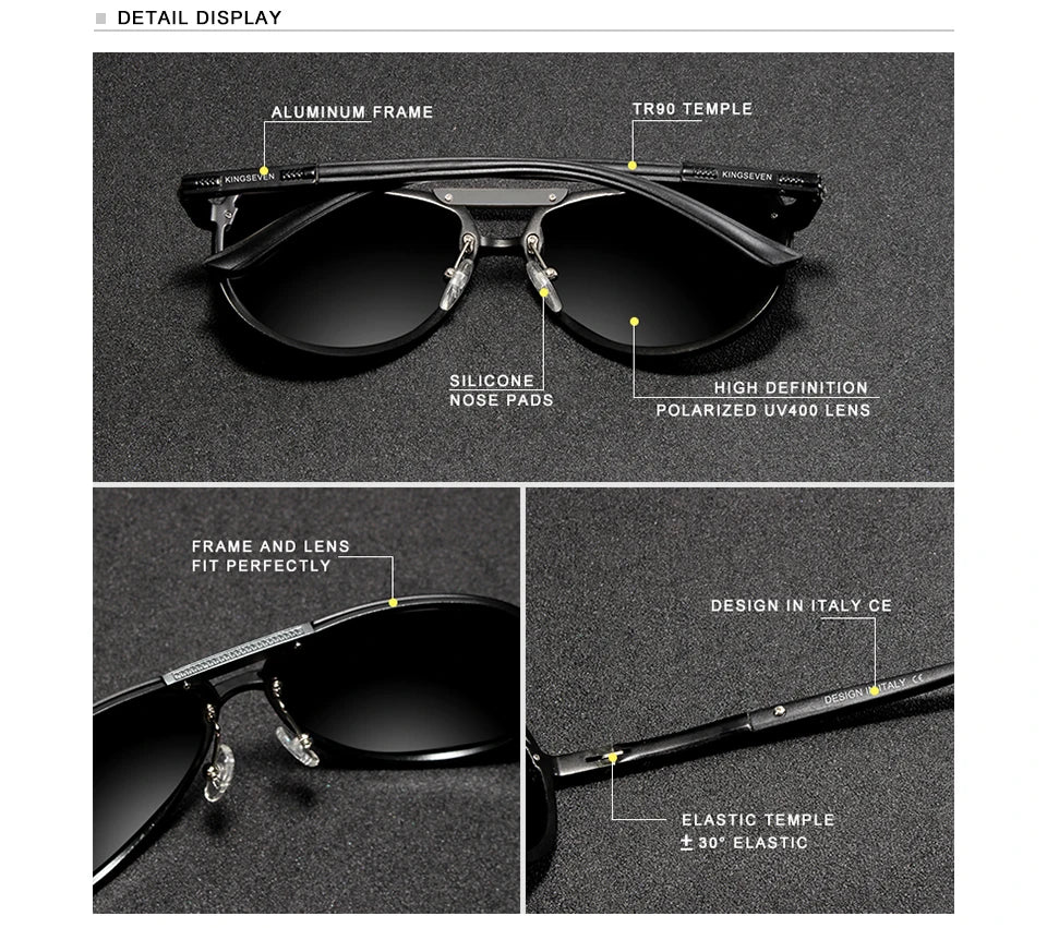 KINGSEVEN 2024 BRAND DESIGN New Polarized Rimless Sunglasses Men Women Driving Pilot Frame Sun Glasses Male Goggle UV400