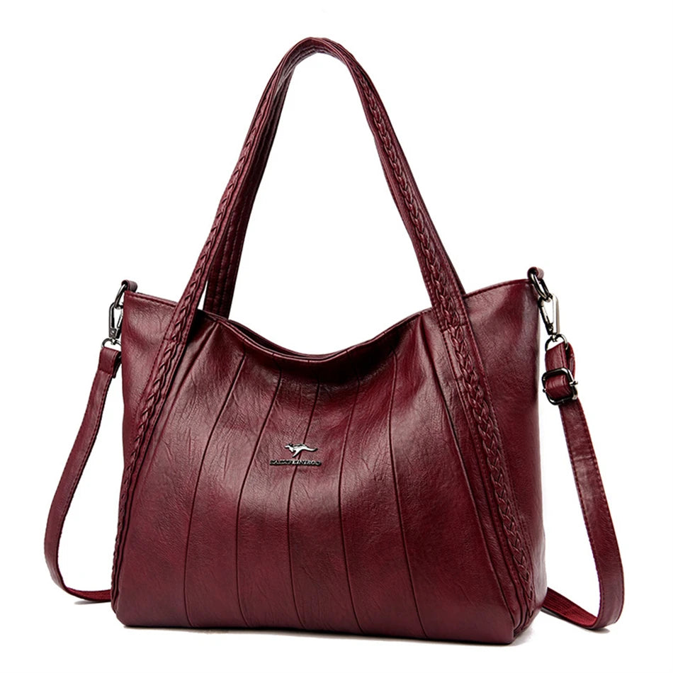 Luxury Soft Leather Handbag Women's New Casual Tote Bag Designer Ladies Large Shoulder Crossbody Handle Sac for Female Patchwork