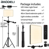 LED Fill Lamp Video Light Panel Bi-color 2700k-5700k Photography Lighting Live Stream Photo Studio Light With Stand EU Plug