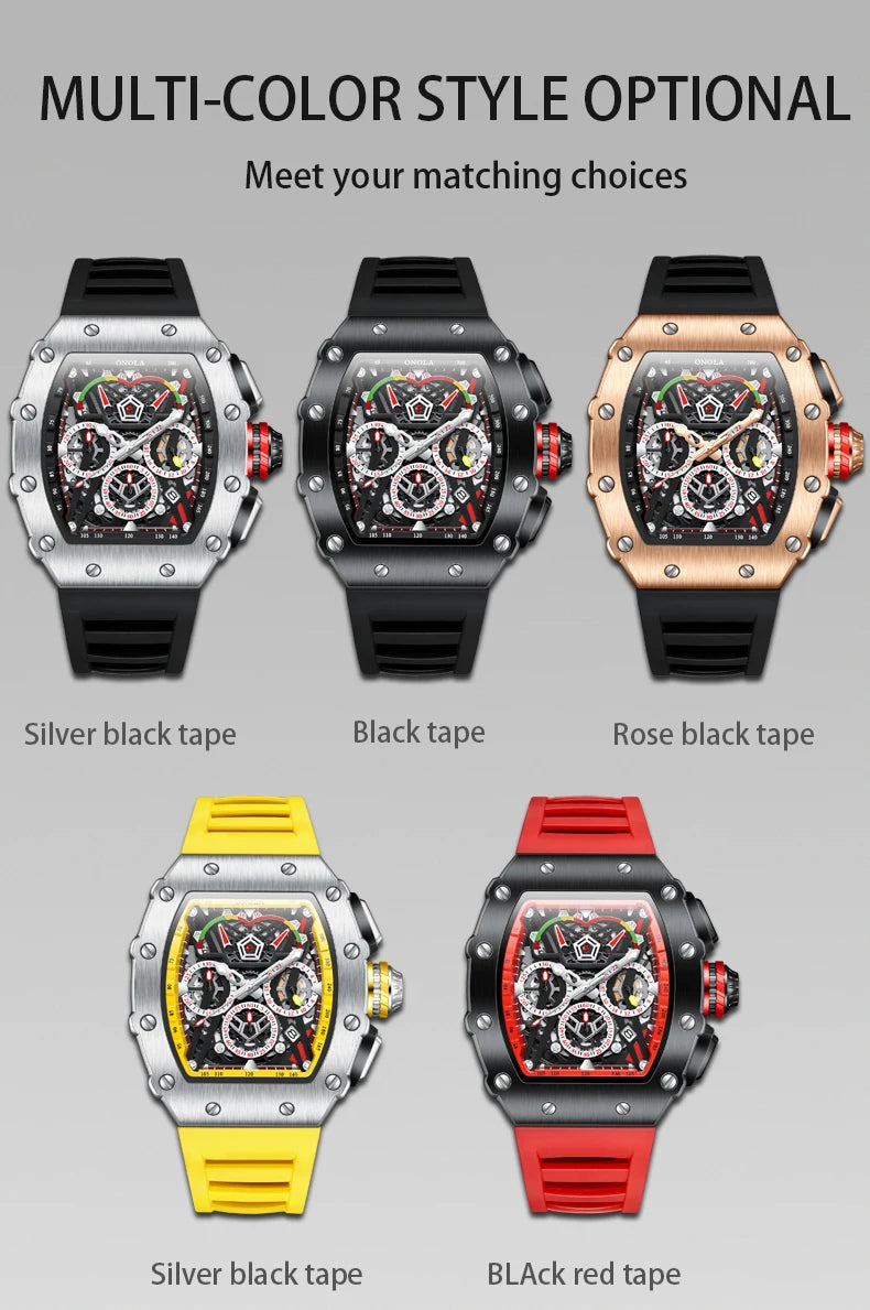 ONOLA 2021 Top Brand Watch Men Luxury Multifunctional Luminous Waterproof Sports Chronograph Quartz Watches Clock Relogio