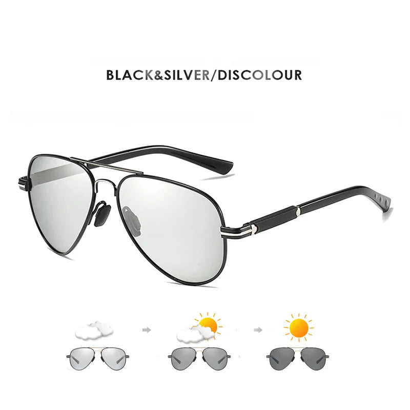 LIOUMO Top Quality Aviation Photochromic Sunglasses Polarized Men Chameleon Sun Glasses Women Anti-glare Driving Oculos De Sol