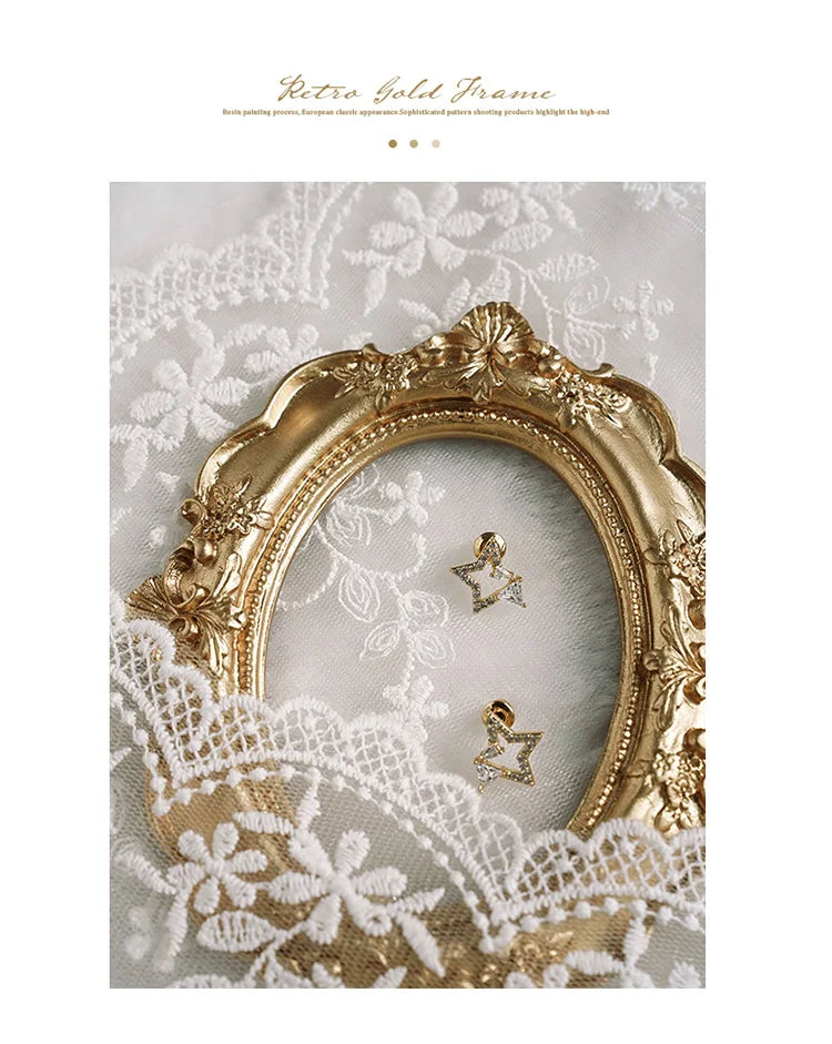 INS Gold Silver Retro Photo Frame For Nail Art Jewelry Decoration Photography Prop Background Foto Wall Photographic Accessories