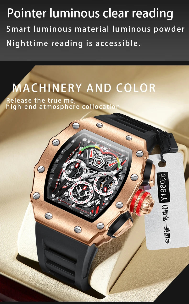 ONOLA 2021 Top Brand Watch Men Luxury Multifunctional Luminous Waterproof Sports Chronograph Quartz Watches Clock Relogio