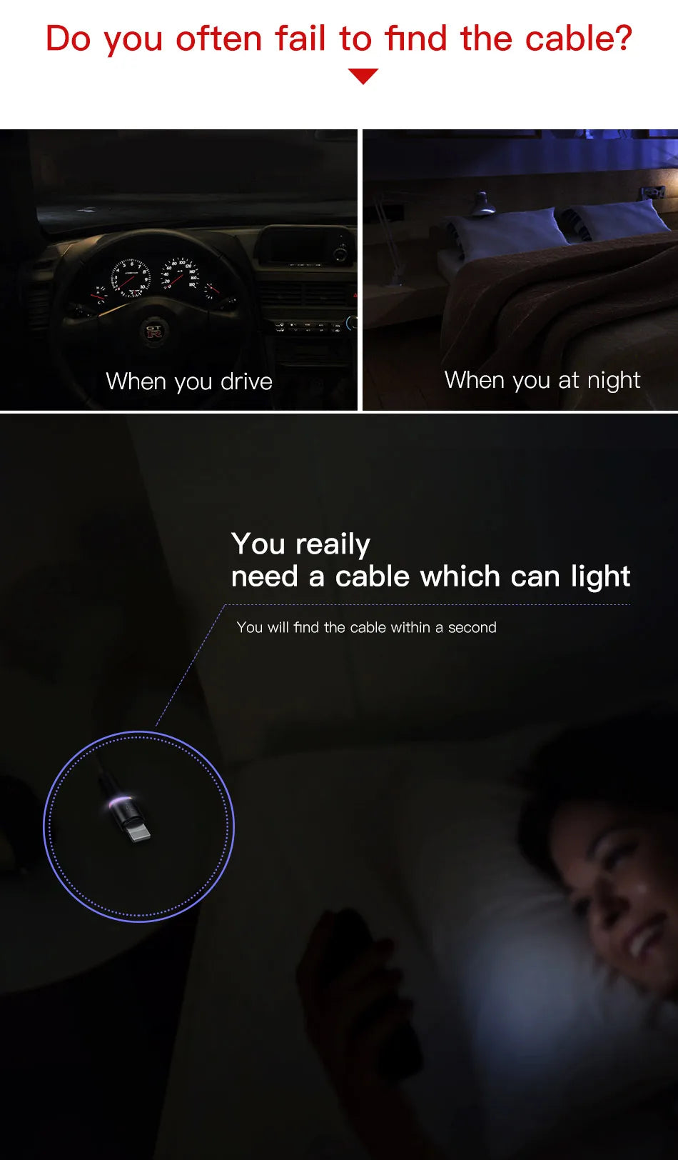 Baseus USB Cable For iPhone- Lighting Fast Charge