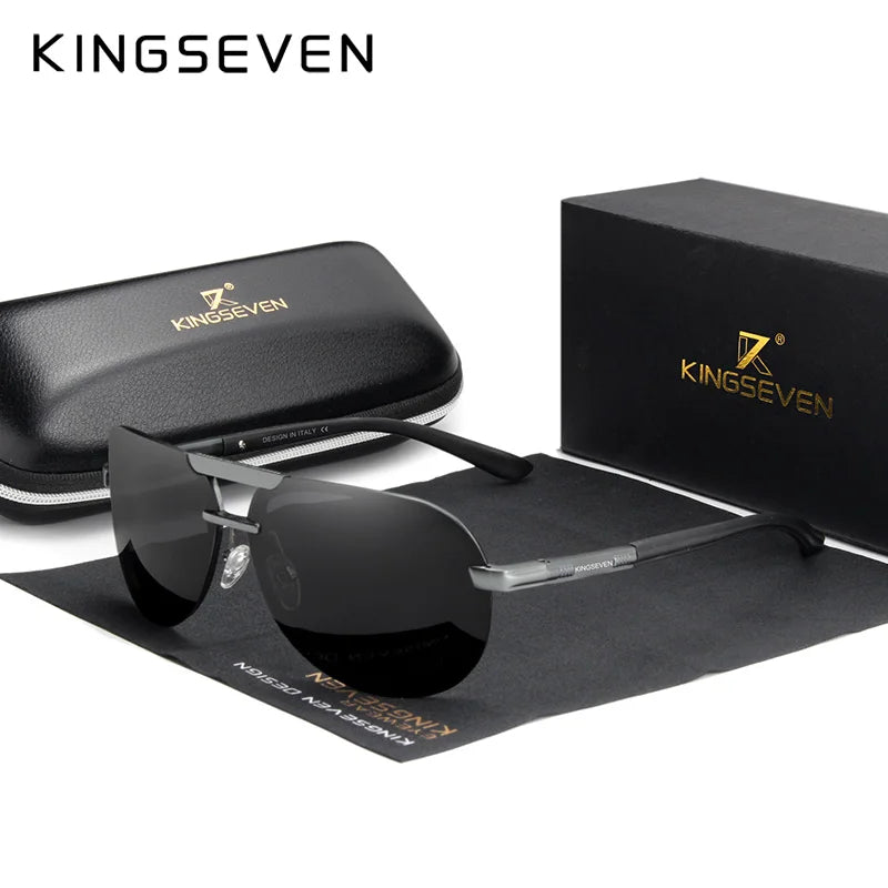 KINGSEVEN 2024 BRAND DESIGN New Polarized Rimless Sunglasses Men Women Driving Pilot Frame Sun Glasses Male Goggle UV400