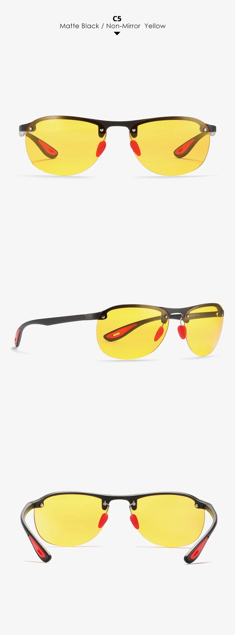 KDEAM Rimless Oval Men's Sunglasses Polarized TR90 Material Frame TAC Polarization Lense Soft Rubber Foot Cover