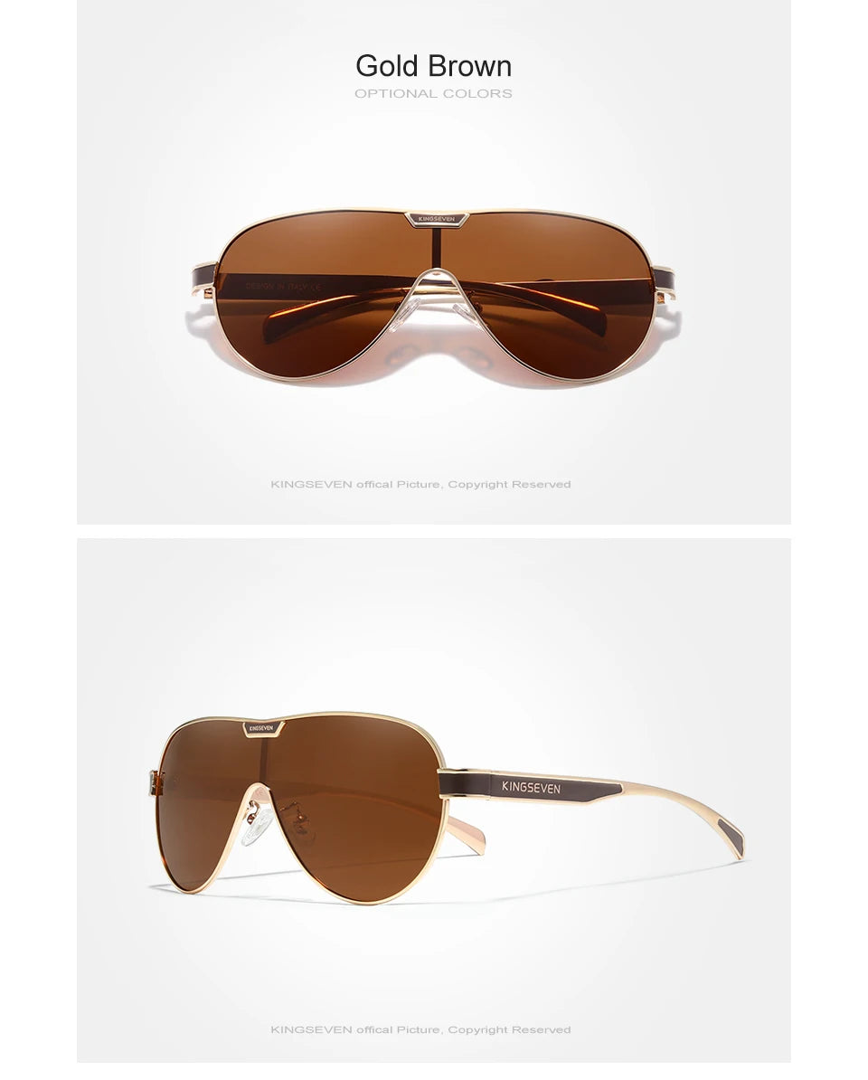 KINGSEVEN New Oversized Sunglasses Men And Women Polarized Mirror Lens Goggles UV Protection Men's Glasses Stainless Steel N7762