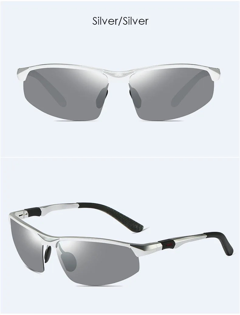 Men's aluminum magnesium sunglasses  driving color changing polarizer 3121