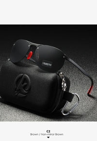 KDEAM Rimless Oval Men's Sunglasses Polarized TR90 Material Frame TAC Polarization Lense Soft Rubber Foot Cover