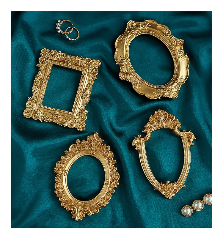 INS Gold Silver Retro Photo Frame For Nail Art Jewelry Decoration Photography Prop Background Foto Wall Photographic Accessories