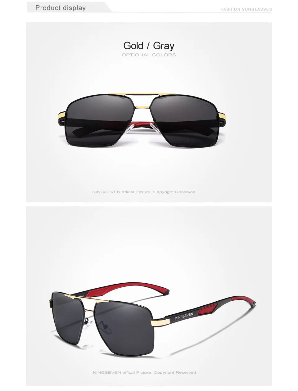 KINGSEVEN Aluminum Men's Sunglasses Polarized Lens Brand Design Temples Sun glasses Coating Mirror Glasses Oculos de sol 7719