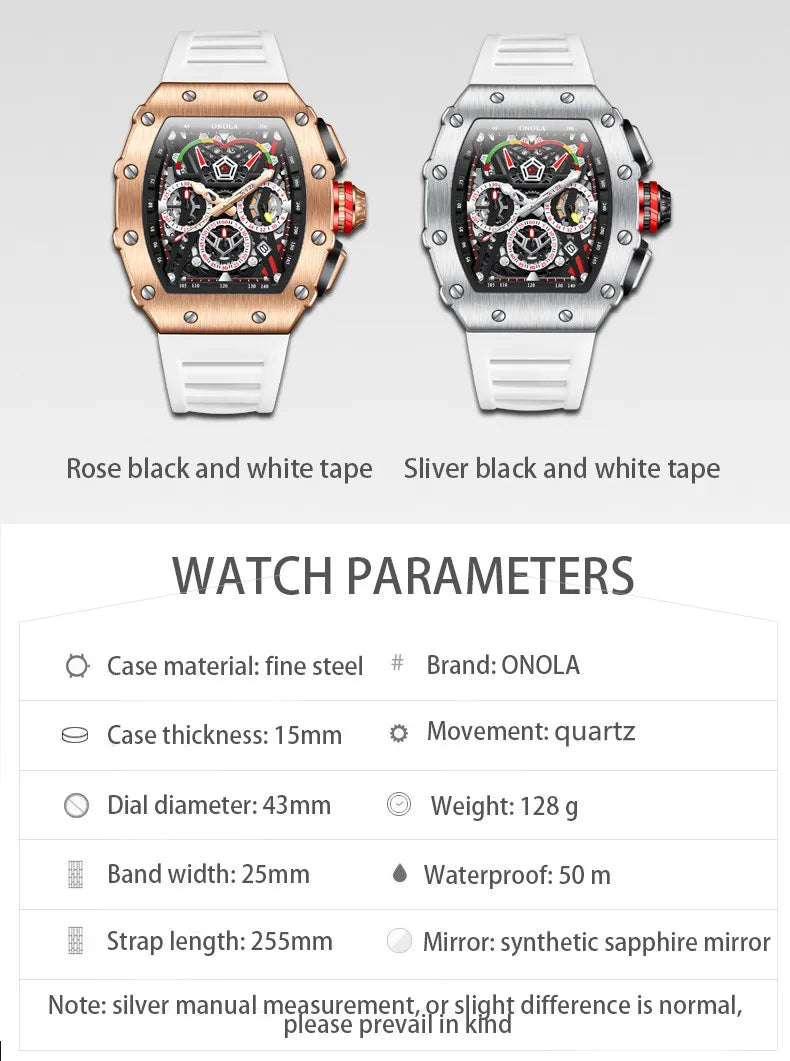 ONOLA 2021 Top Brand Watch Men Luxury Multifunctional Luminous Waterproof Sports Chronograph Quartz Watches Clock Relogio