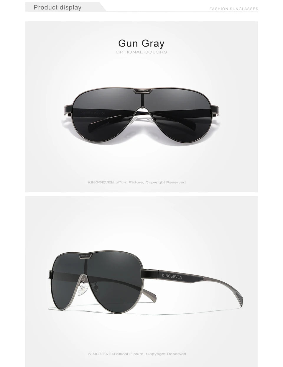 KINGSEVEN New Oversized Sunglasses Men And Women Polarized Mirror Lens Goggles UV Protection Men's Glasses Stainless Steel N7762