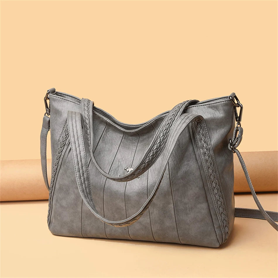 Luxury Soft Leather Handbag Women's New Casual Tote Bag Designer Ladies Large Shoulder Crossbody Handle Sac for Female Patchwork