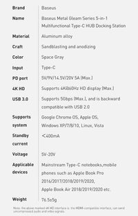 Baseus USB C HUB - USB 3 Type C Multi HUB