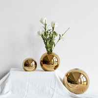 Plating Golden Ball Ceramic Vase Home Decoration Ornaments Crafts  Flower Pot Art Hydroponic Vases Home Decoration Ornament Gift
