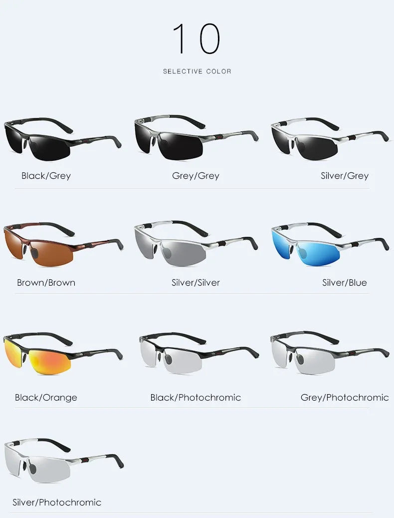 Men's aluminum magnesium sunglasses  driving color changing polarizer 3121