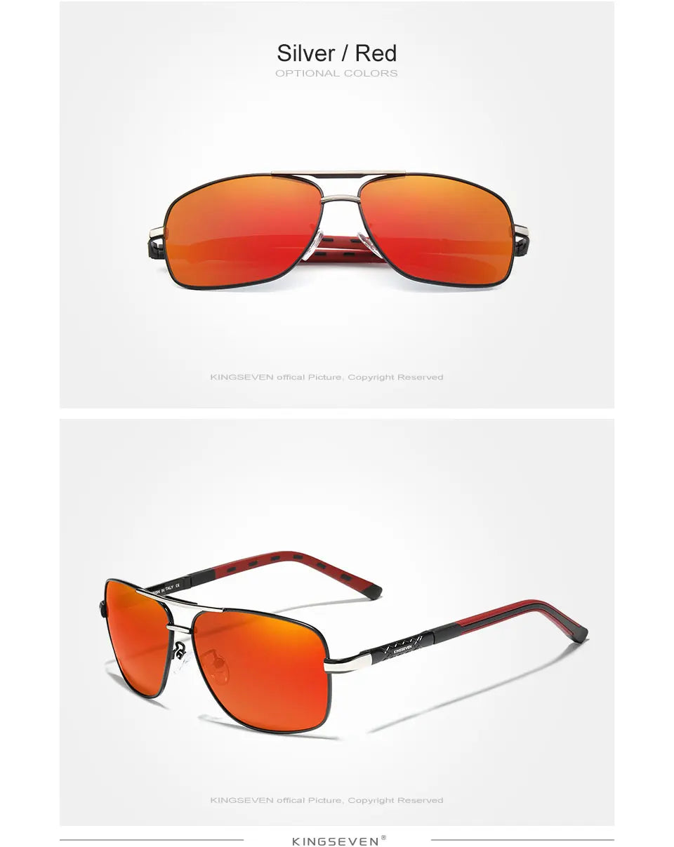 KINGSEVEN Classic Pilot Men’s Sunglasses Brand Design Polarized UV400 Women Fashion Glasses Driving Rectangle Frame Eyewear
