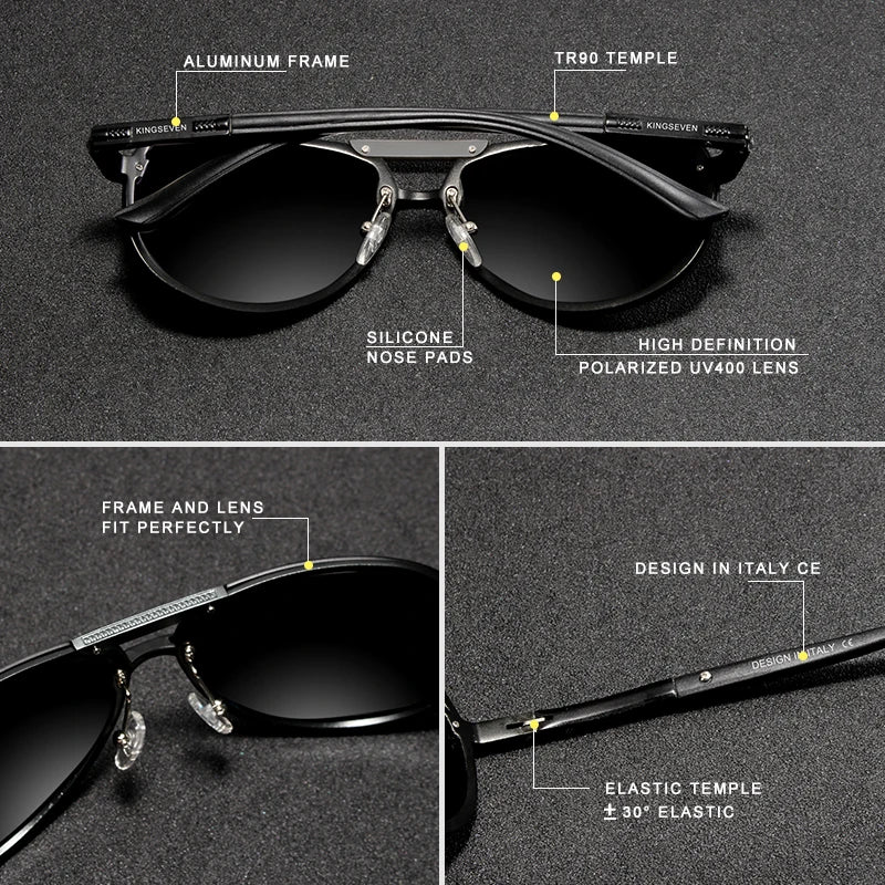 KINGSEVEN 2024 BRAND DESIGN New Polarized Rimless Sunglasses Men Women Driving Pilot Frame Sun Glasses Male Goggle UV400