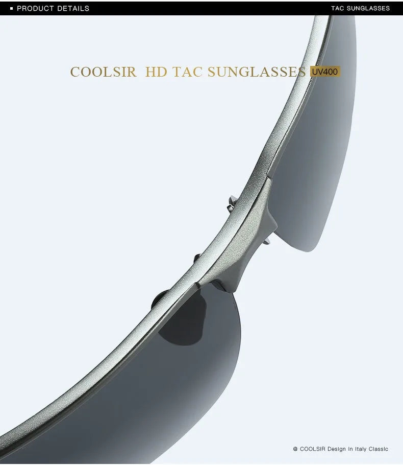 Men's aluminum magnesium sunglasses  driving color changing polarizer 3121