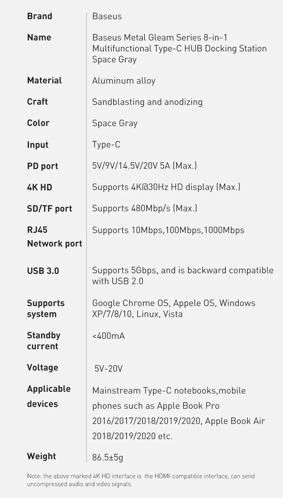 Baseus USB C HUB - USB 3 Type C Multi HUB