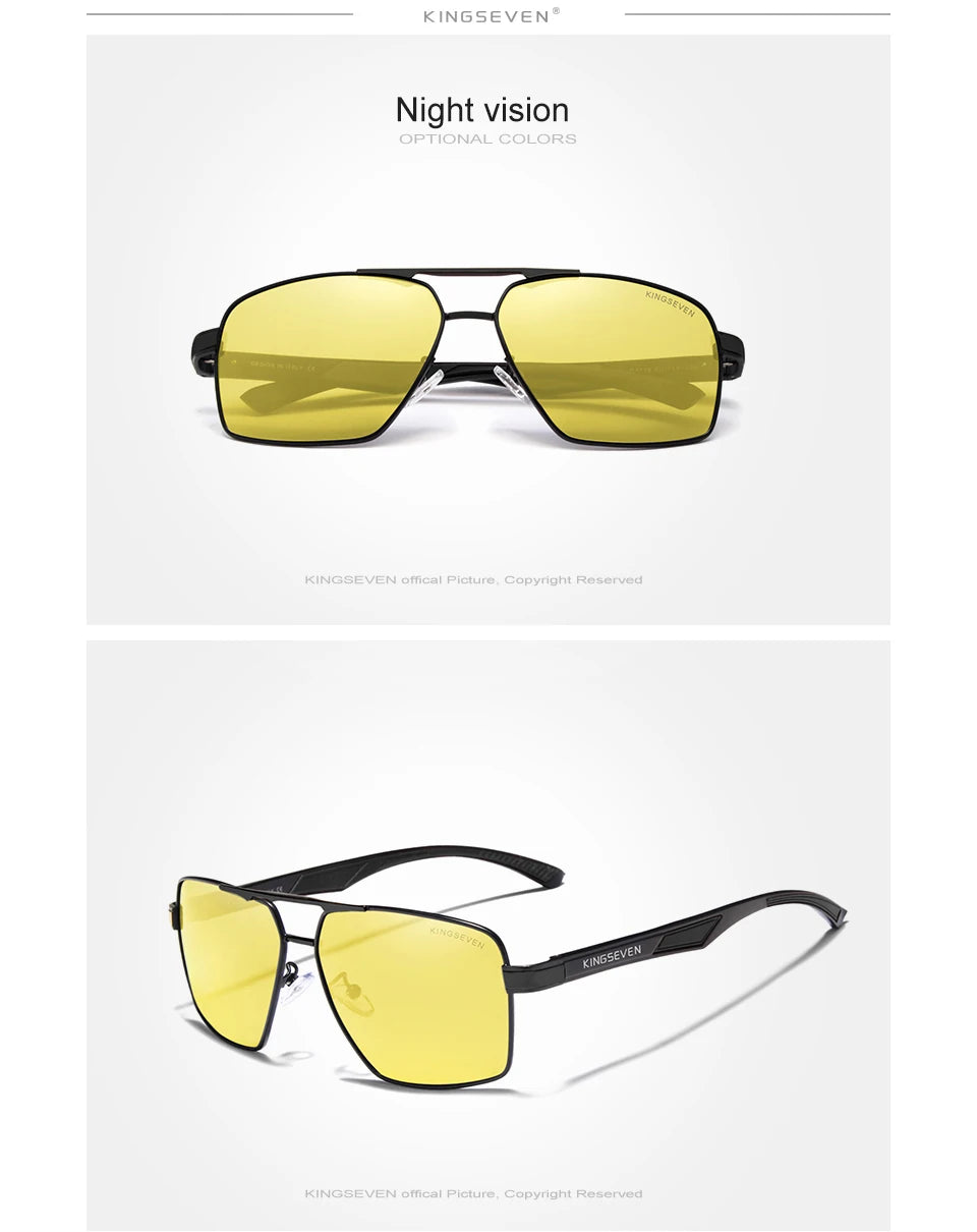 KINGSEVEN Aluminum Men's Sunglasses Polarized Lens Brand Design Temples Sun glasses Coating Mirror Glasses Oculos de sol 7719