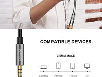 QGEEM 3.5mm Audio Splitter Cable for Computer Jack 3.5mm 1 Male to 2 Female Mic Y Splitter AUX Cable Headset Splitter Adapter