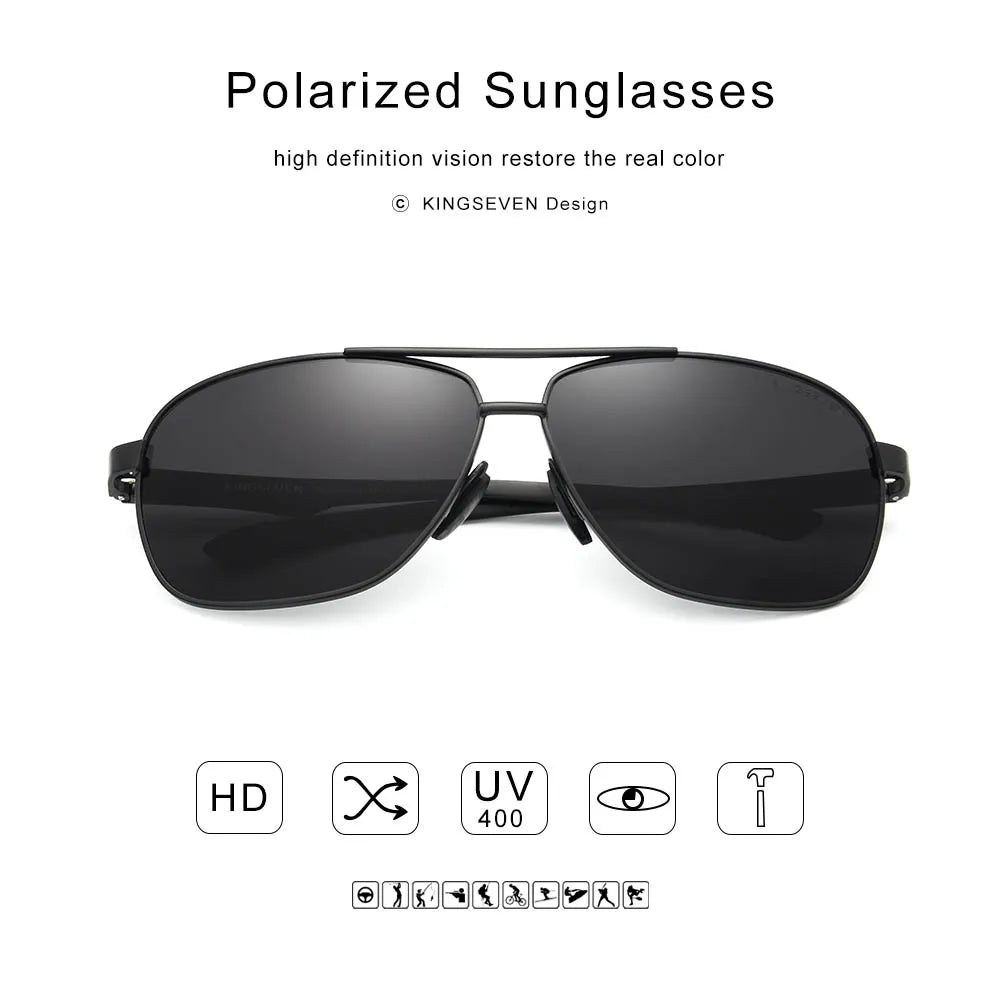 KINGSEVEN New Aluminum Men Fashion Sun Glasses Travel Driving Male Eyewear Oculos  band sunglasses N7188