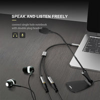QGEEM 3.5mm Audio Splitter Cable for Computer Jack 3.5mm 1 Male to 2 Female Mic Y Splitter AUX Cable Headset Splitter Adapter