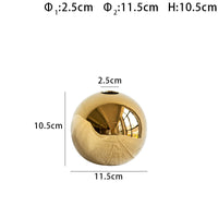 Plating Golden Ball Ceramic Vase Home Decoration Ornaments Crafts  Flower Pot Art Hydroponic Vases Home Decoration Ornament Gift