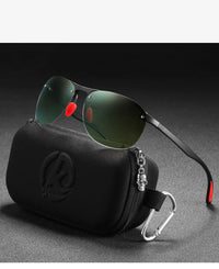 KDEAM Rimless Oval Men's Sunglasses Polarized TR90 Material Frame TAC Polarization Lense Soft Rubber Foot Cover
