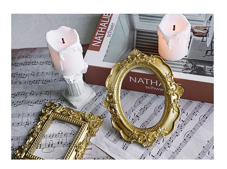 INS Gold Silver Retro Photo Frame For Nail Art Jewelry Decoration Photography Prop Background Foto Wall Photographic Accessories