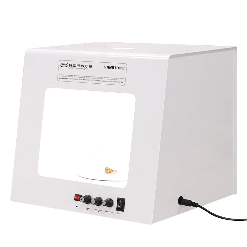 New SANOTO Photo Studio Photography Light Box Softbox Built-in Rotating Turntable For Jewelry Photography Video 3D Scanning