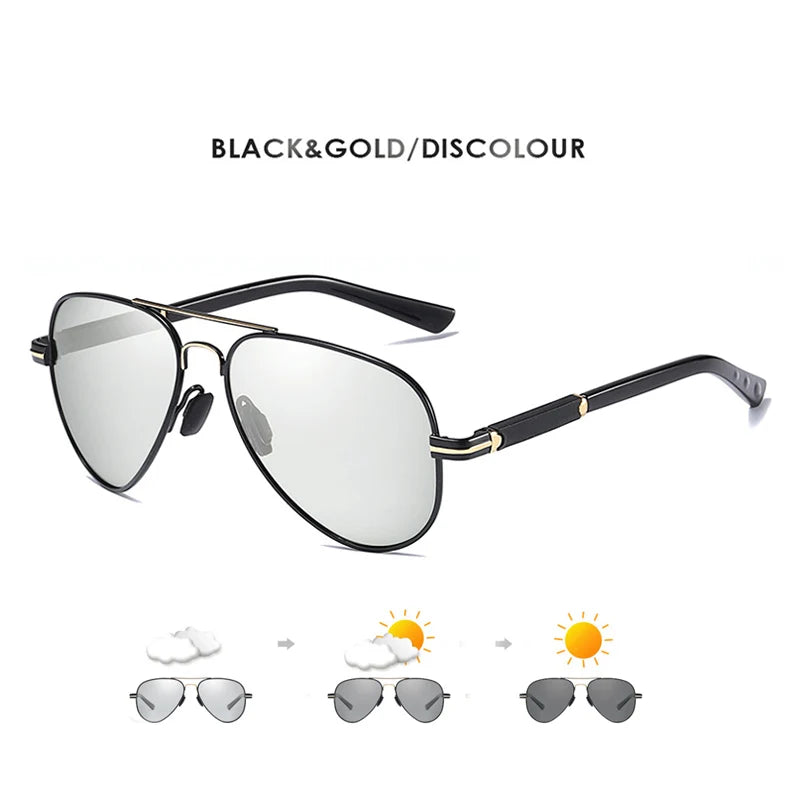 LIOUMO Top Quality Aviation Photochromic Sunglasses Polarized Men Chameleon Sun Glasses Women Anti-glare Driving Oculos De Sol
