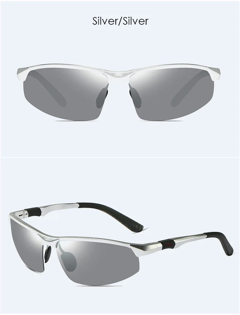 Men's aluminum magnesium sunglasses  driving color changing polarizer 3121