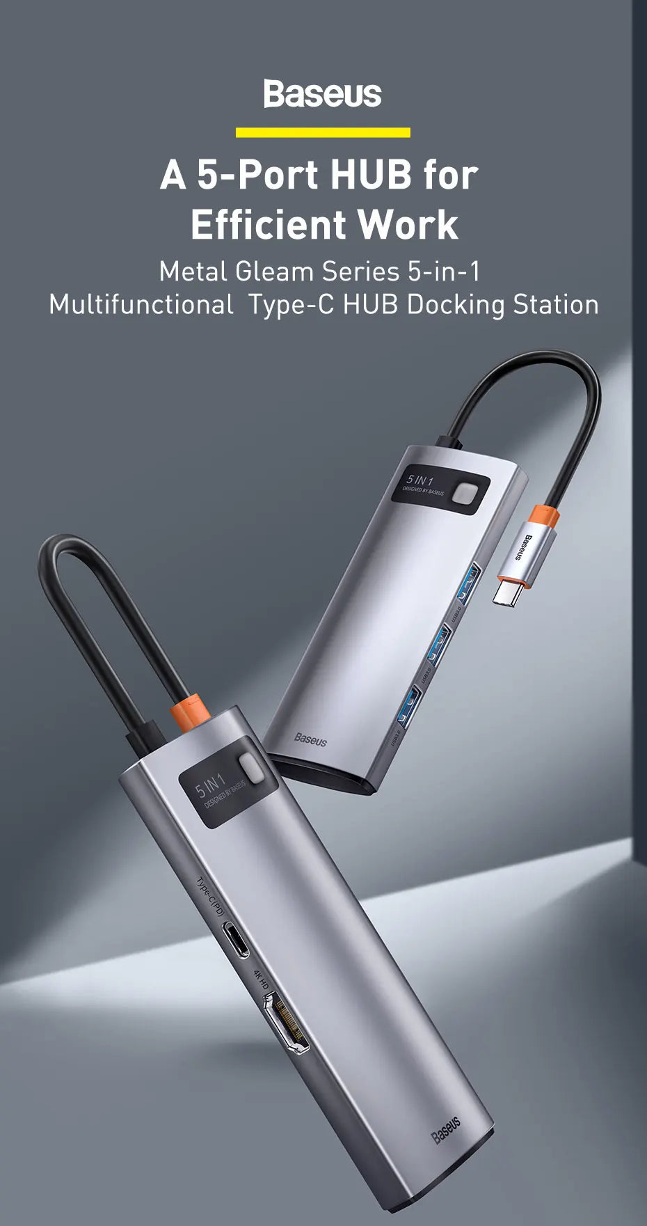 Baseus USB C HUB - USB 3 Type C Multi HUB