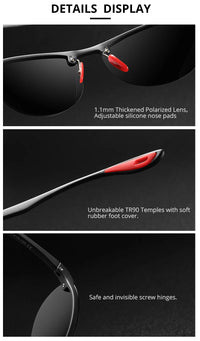 KDEAM Rimless Oval Men's Sunglasses Polarized TR90 Material Frame TAC Polarization Lense Soft Rubber Foot Cover