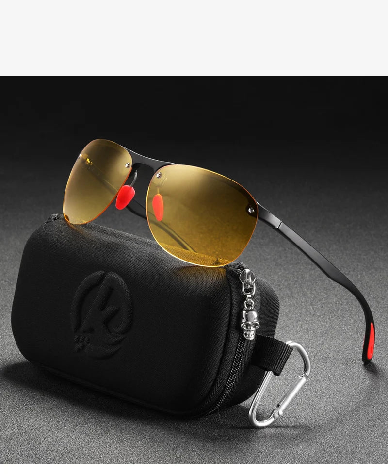 KDEAM Rimless Oval Men's Sunglasses Polarized TR90 Material Frame TAC Polarization Lense Soft Rubber Foot Cover