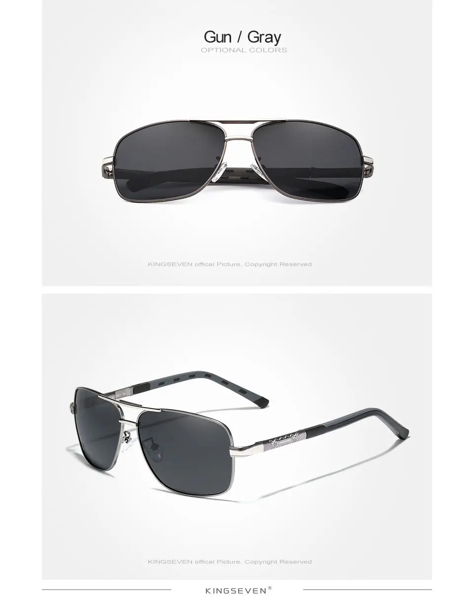 KINGSEVEN Classic Pilot Men’s Sunglasses Brand Design Polarized UV400 Women Fashion Glasses Driving Rectangle Frame Eyewear