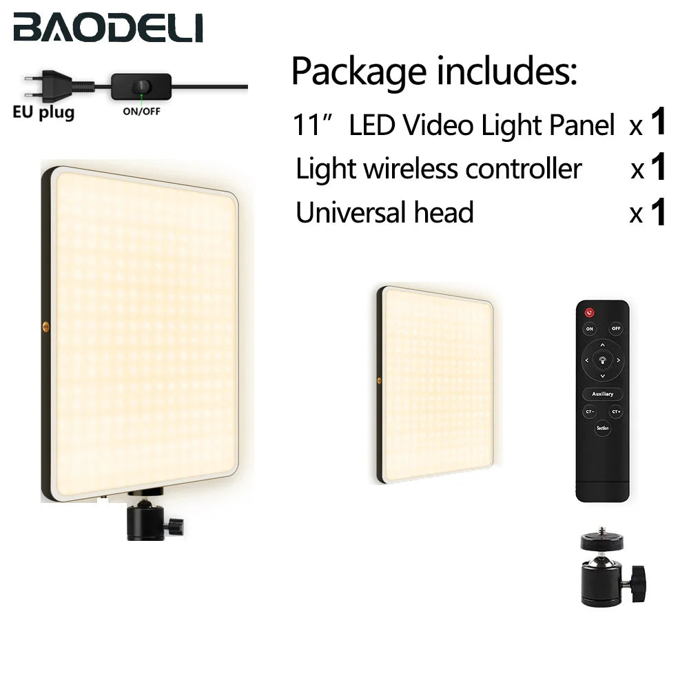 LED Fill Lamp Video Light Panel Bi-color 2700k-5700k Photography Lighting Live Stream Photo Studio Light With Stand EU Plug