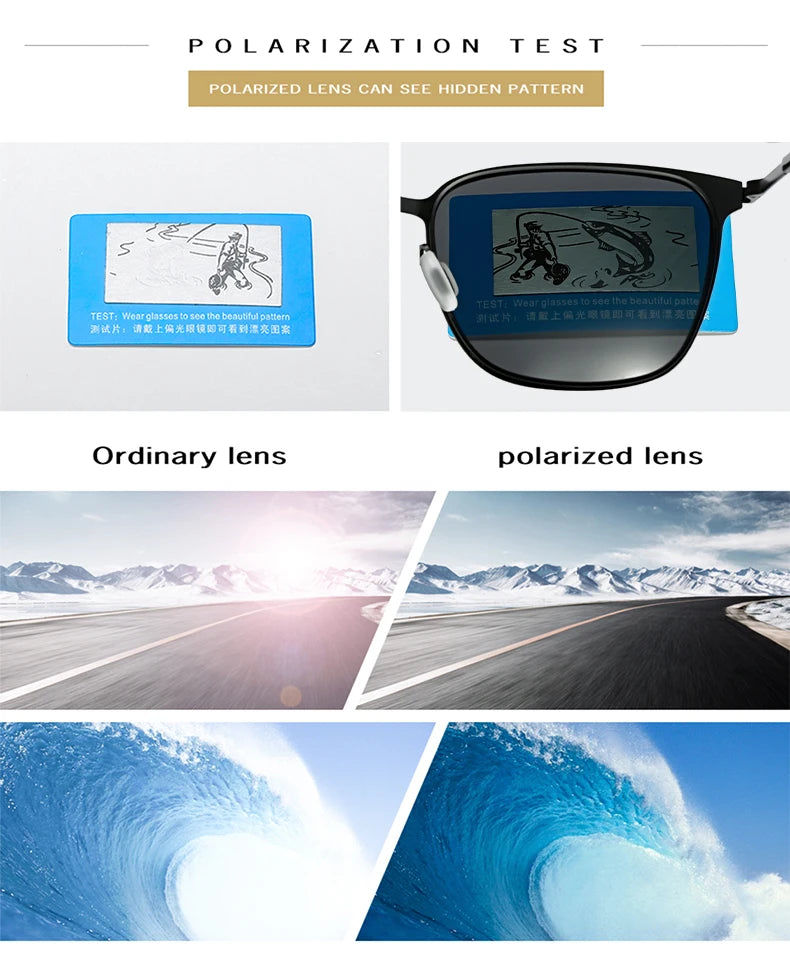 Men's Sunglasses New Arrival Square Polarized Sunglasses Metal Driver Night Vision Goggles Sunglasses