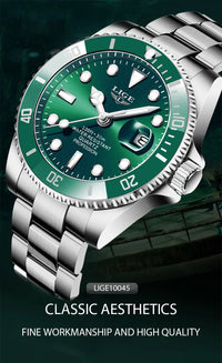 LIGE Top Brand Luxury Fashion Diver Watch Men 30ATM Waterproof Date Clock Sport Watches Mens Quartz Wristwatch Relogio Masculino