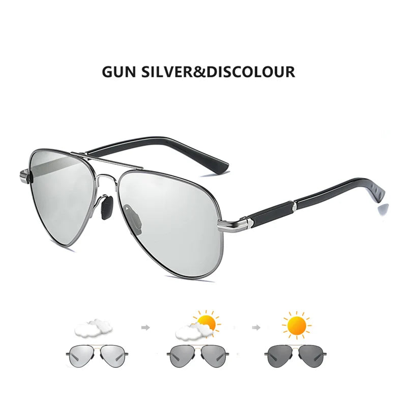 LIOUMO Top Quality Aviation Photochromic Sunglasses Polarized Men Chameleon Sun Glasses Women Anti-glare Driving Oculos De Sol