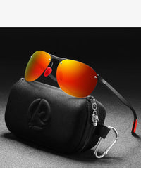 KDEAM Rimless Oval Men's Sunglasses Polarized TR90 Material Frame TAC Polarization Lense Soft Rubber Foot Cover