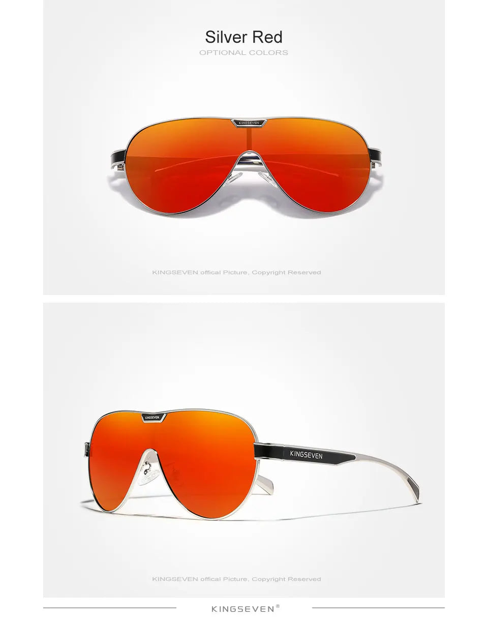 KINGSEVEN New Oversized Sunglasses Men And Women Polarized Mirror Lens Goggles UV Protection Men's Glasses Stainless Steel N7762
