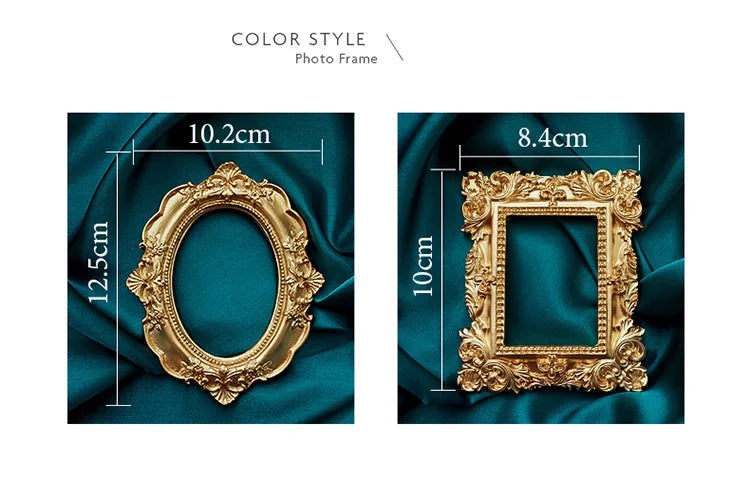 INS Gold Silver Retro Photo Frame For Nail Art Jewelry Decoration Photography Prop Background Foto Wall Photographic Accessories